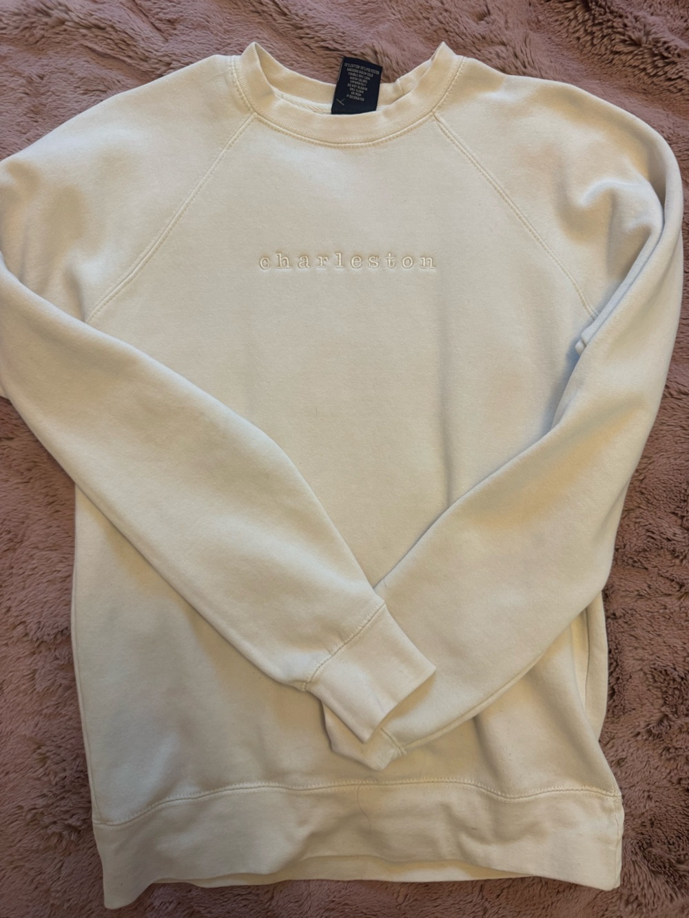 Cream Embroidered 'charleston' Crewneck Sweatshirt